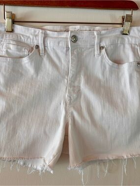 White Women's Denim Cutoff Shorts Mom Jeans Hand Cut Stretch